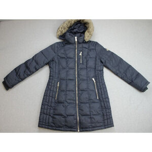 Michael Kors Jacket Womens Medium Navy Blue Puffer Quilted Full Zip